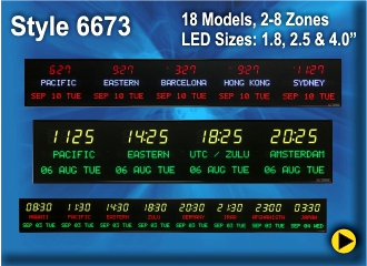 BRG Time Zone Clock, World Clock, Zulu Clock, Time Zone Clock Style 6673